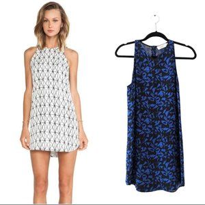 A.L.C Isabel Silk Mini Dress 6 Abstract Print Blue/Black